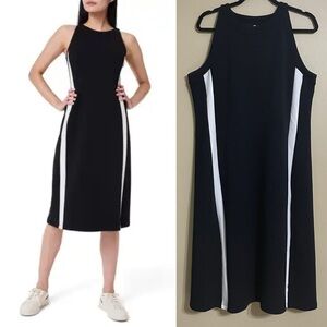 SPANX stripe detail round-neck modal blend midi dress size XL